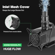 Submersible Water Pump 5284 GPH 400W for Pond Waterfall Fish Tank Statuary Hydroponic