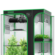 Smart 2-in-1 Grow Tent Kit GIY-SGS-54 4x5, 4-Plant Complete System, with WiFi E42A+ Controller, AeroLight Wing AW400 LED Grow Light, and 6-inch AeroZesh G6 Ventilation Combo