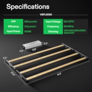 VSFL3000 Full Spectrum LED Grow Light Bar 300W, Foldable Design with 6 Dimming Option, 4 x 4 Ft. Coverage