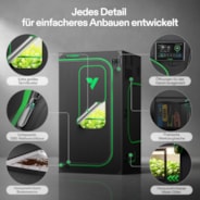 Growbox Pro P346 100 x 100 x 180 cm Indoor Grow Tent 2000D Oxford-Gewebe Hochreflektierendes Mylar und stabile Metallstangen