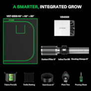 Standard Growbox Komplettset GIY-55 150 x 150 x 200 cm, Komplettsystem für 6 Pflanzen, mit 400W VS4000 LED Pflanzenlampe und 15 cm Abluftset