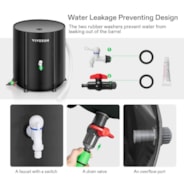 Collapsible Rain Barrel, 53 Gallon, Black