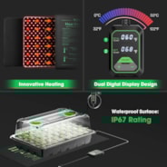 1-Pack 40-Cell Seed Starter Trays with 1 Set of LED Lights and 10"x20.75" Seedling Heat Mat
