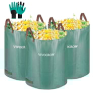VIVOGrow 3-Pack 72 Gallons Reusable Heavy-duty Garden Waste Bags, Leaf Waste Bag, with Gardening Gloves