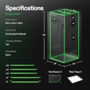 Grow Tent 2x2 S224, High Reflective Mylar with 1680D Oxford Canvas & Heavy-Duty Metal Support  24"x24"x48"