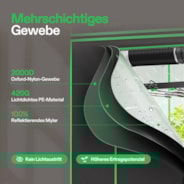 Growbox Pro 150x300x200cm P105, für 12-20 Pflanzen, großes Frontfenster, für den Indoor-Pflanzenanbau