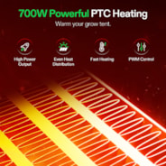Topidlo do pěstebního stanu VIVOSUN AeroFlux W70 s PTC ohřevem, termostatem, ovládáním přes aplikaci a sledováním VPD