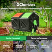 Dual Chamber Tumbling Composter, 2X 18.5 Gallon Compost Bin, Heavy-Duty Compost Tumbler w/Sliding Door, Lockable Brake and Rotating Design, Outdoor