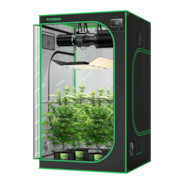 Smart Growbox Komplettset GIY-SGS-44 120 x 120 x 200 cm, Komplettsystem für 4 Pflanzen, mit WLAN E42A Controller, 400W AeroLight Wing SE LED Pflanzenlampe und 15 cm AeroZesh G6 Abluftset