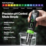 pH Meter, High Accuracy pH Tester with ATC, Digital pH Pen 0.00–14.00 ±0.1pH, Portable Nutrient Test Meter with Interchangeable Probe for Water