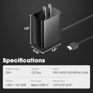 12V Adapter for GrowHub E42A Controller, Power Adapter with USB Type-C Connector 