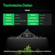 VS3000 Vollspektrum LED Pflanzenlampe Lichtpanel 300W, hohe PPFD & geringe Wärmeentwicklung, 90 x 90 cm Abdeckfläche