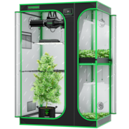 Smart 2-in-1 Grow Tent Kit GIY-SGS-43 3x4, 2-Plant Complete System, with WiFi E42A+ Controller, AeroLight Wing AW200SE LED Grow Light, and 4-inch AeroZesh G4 Ventilation Combo