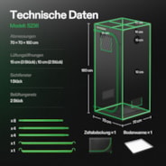 Growbox S236 70 x 70 x 160 cm Indoor Grow Tent 1680D Oxford-Gewebe Hochreflektierendes Mylar und stabile Metallstangen