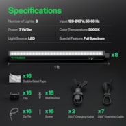 T5 Grow Lights for Indoor Plants, 5000K Full Spectrum 56W (8 x 7W), 1FT LED Plant Light Strip with Timer & Dimming Controller for Seed Starting, 8-Pack