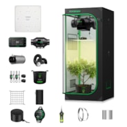 Smart Grow Tent Kit 2.3x2.3 Complete Indoor Grow System with Smart Controller, Full-Spectrum LED Grow Light & Ventilation Automation System, 1680D Mylar Tent 28"x28"x63"