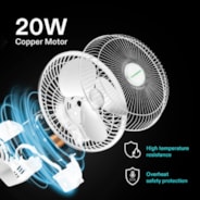 AeroWave A6 Patented Clip-On Fan with 2-Speed Adjustment, Horizontal Vertical Oscillation, White