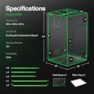 Grow Tent 4x4 S448, High Reflective Mylar with 1680D Oxford Canvas & Heavy-Duty Metal Support 48"x48"x80"