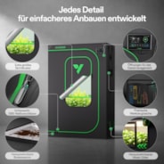 Growbox Pro P426 120 x 60 x 180 cm Indoor Grow Tent 2000D Oxford-Gewebe Hochreflektierendes Mylar und stabile Metallstangen