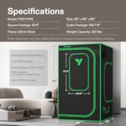 Smart Grow Tent Kit GIY-SGS-44 Pro 4x4, 4-Plant Complete System, with WiFi E42A Controller, 2x 200W AeroLight Wing LED Grow Light, 6-inch AeroZesh T6 Ventilation Combo, and AeroWave E6 Gen2 Clip-on Fan