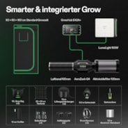 Smart Growbox Komplettset 80×80 cm, 2-Pflanzen System Vollautomatisches Grow-Setup mit WLAN-Steuerung, GrowHub E42A+ Controller, 150W Full-Spectrum LED Pflanzenlampe und 10cm AeroZesh G4 Abluftset