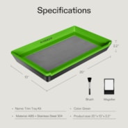 2-in-1 Trimming Tray 20" x 13", with 150 Micron Mesh Sifter, Bottom Harvest Bin, Brush and Magnifying Card, Green