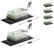 6-Pack 240-Cell Seed Starter Trays with 2 Set of LED Lights, and 2-Pack 10"x20.75" Seedling Heat Mat