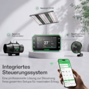 Smart Growbox Komplettset Pro 120 x 120 x 200 cm, Komplettes Grow-Set mit 2-in-1 LED-Lampe mit anpassbarem Spektrum, intelligenter GrowHub-Automatisierung, effiziente Belüftung & 360°-Luftzirkulation, 2000D Mylar-Growzelt
