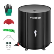 VIVOSUN Collapsible Rain Barrel, 100 Gallon Water Storage Tank with 1000D Oxford Cloth, Portable Rain Collection System Includes Two Spigots and Overflow Kit, Black