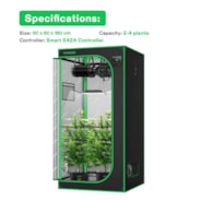 Smart Grow Tent Kit GIY-SE-33 3x3, 3-Plant Complete System, with WiFi E42A Controller, 200W AeroLight Wing SE LED Grow Light, and 4-inch AeroZesh S4 Ventilation Combo