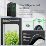 Smart Growbox Komplettset Pro 60 x 60 x 120 cm, Komplettes Grow-Set mit 2-in-1 LED-Lampe mit anpassbarem Spektrum, intelligenter GrowHub-Automatisierung, effiziente Belüftung & 360°-Luftzirkulation, 2000D Mylar-Growzelt