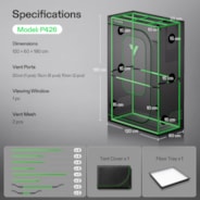 Grow Tent Pro 4x2 P426, High Reflective Mylar with 2000D Oxford Canvas & Heavy-Duty Metal Support 48"x24"x72"
