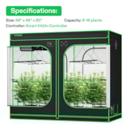 Smart Grow Tent Kit Pro 4x8, 8-Plant Complete System, with WiFi E42A+ Controller, 2x 500W LumaLight LED Grow Light, and 8-inch AeroZesh T8 Ventilation Combo