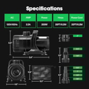 2600 GPH Submersible Water Pump with Barrier Bag, 200W