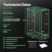 Growbox S528 150 x 80 x 200 cm Indoor Grow Tent 1680D Oxford-Gewebe Hochreflektierendes Mylar und stabile Metallstangen