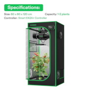 CLEARANCE | Smart Grow Tent Kit GIY-SGS-22 2x2, 1-Plant Complete System, with WiFi E42A+ Controller, 100W AeroLight SE LED Grow Light, and 4-inch AeroZesh G4 Ventilation Combo