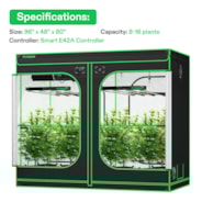 Smart Grow Tent Kit GIY-SGS-84 Pro 4x8, 8-Plant Complete System, with WiFi E42A Controller, 2x 450W VSFD4500 LED Grow Light, and 8-inch AeroZesh G8 Ventilation Combo