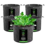 5 Gallon Grow Bags 5-Pack Black Thickened Nonwoven Fabric Pots with Handles, Multi-Purpose Rings
