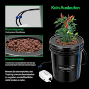 18,9L DWC Hydroponik-System Set (1 Eimer, Schwarz)