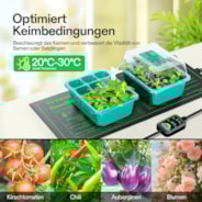 Anzucht-Heizmatte mit digitalem Dual-Display-Thermostat, 25x53 cm schwarze Wärmematte für die Keimung von Samen, 3er-Pack