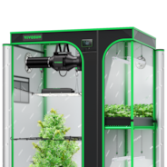 Smart 2-in-1 Grow Tent Kit GIY-SGS-43 3x4, 2-Plant Complete System, with WiFi E42A Controller, AeroLight Wing AW200SE LED Grow Light, and 4-inch AeroZesh G4 Ventilation Combo