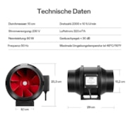 R4 Rohrventilator 10 cm, mit variablem Drehzahlregler für die Growbox-Belüftung