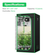 Standard Grow Tent Kit GIY-27 2.7x2.7, 2-Plant Complete System, with LumaLight 100W Grow Light, 4-inch Ventilation Combo