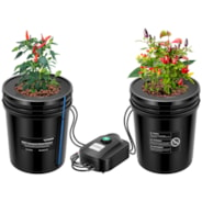 5 Gallon DWC Hydroponic System Kit (2 Bucket, Black)