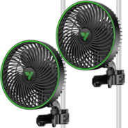 2-Pack AeroWave E6 Gen2, Grow Tent Clip Fan 6”, EC Motor, Smart Control, Powerful Oscillating Fan, Black