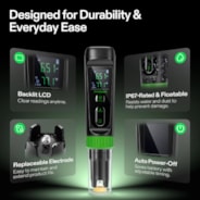 pH Meter, High Accuracy pH Tester with ATC, Digital pH Pen 0.00–14.00 ±0.1pH, Portable Nutrient Test Meter with Interchangeable Probe for Water