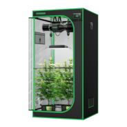 Smart Growbox Komplettset GIY-SGS-27 80 x 80 x 160 cm, Komplettsystem für 2 Pflanzen, mit WLAN E42A Controller, 150W AeroLight SE LED Pflanzenlampe und 10 cm AeroZesh G4 Abluftset
