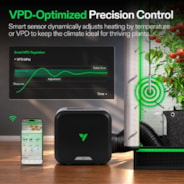 Calefactor PTC AeroFlux W120 de VIVOSUN para armarios de cultivo, con termostato, control mediante aplicación y monitorización del VPD