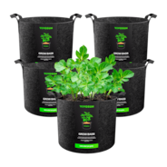 10 Gallon Grow Bags 5-Pack Black Thickened Nonwoven Fabric Pots with Handles