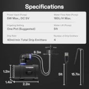 FlexFeed Drip Irrigation Kit, 4W Automatic Irrigation System with Pump & 4 Drip Emitters, App-Controllable Professional Plant Watering Drip Kit for VGrow Smart Grow Box